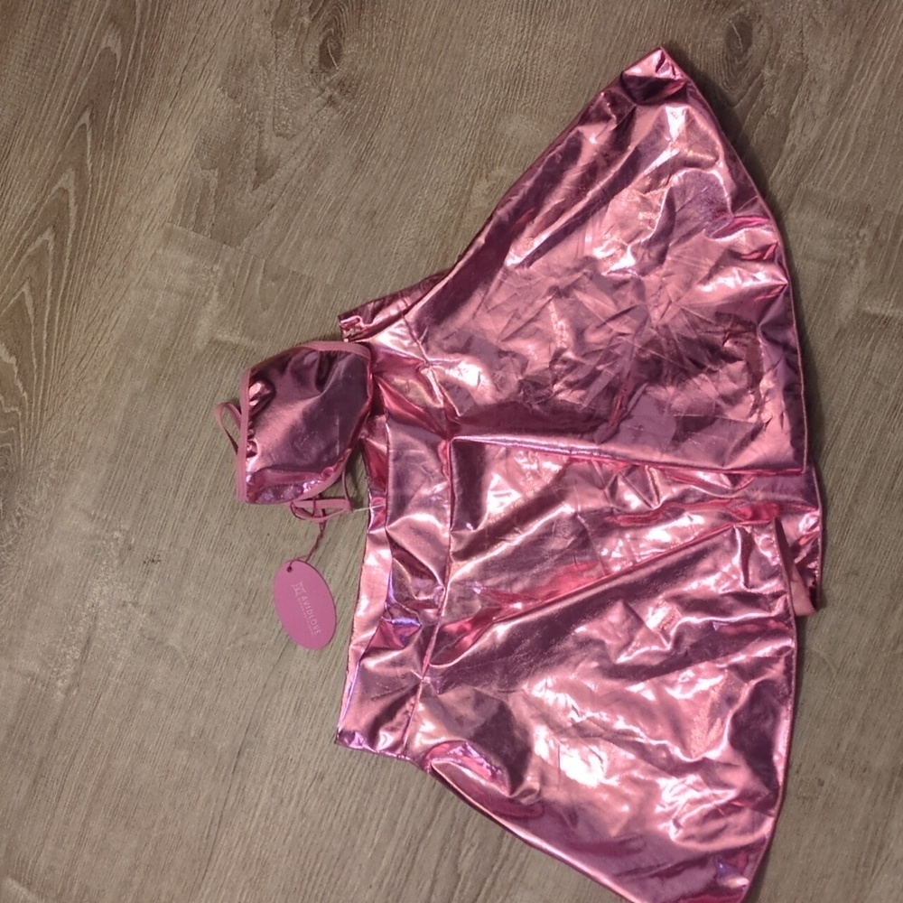Avidlove chrome pink skirt and g-string thong size large